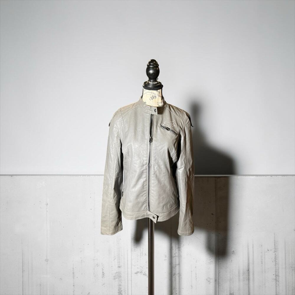 Fox Racing Riders Co Women's Faux Leather Moto Jacket Gray Size Large